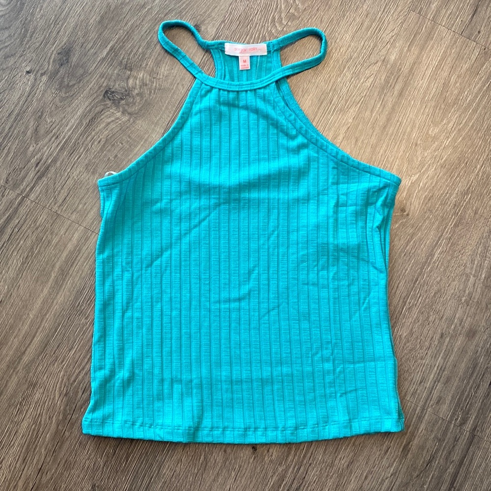 Teal Ribbed Tank Top - Picture 2 of 3
